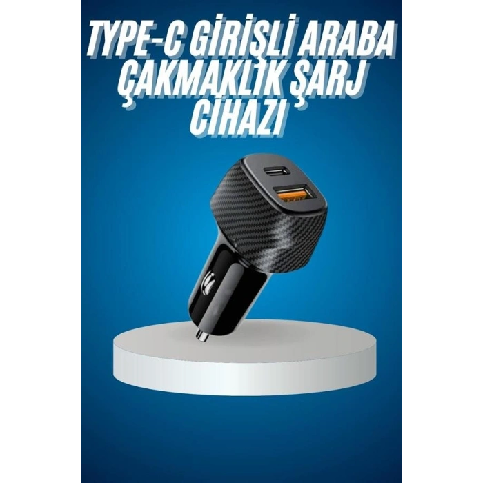 Araç İçi Hızlı Şarj Soketi 38W Oto Çakmaklık Type-C Araba Çakmaklık