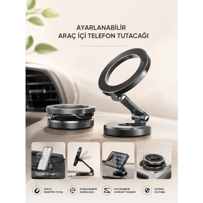 Araç İçi Telefon Tutacağı Manyetik Tasarım Ayarlanabilir