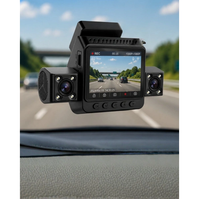 Araç Ön Arka İç Kamera Sistemi Full HD Hareket Sensörlü Kayıt Cihazı