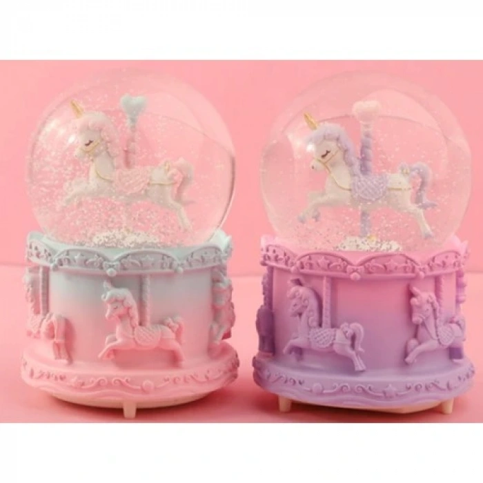 HERŞEYTREND Orta Boy Işıklı Unicorn Kar Küresi