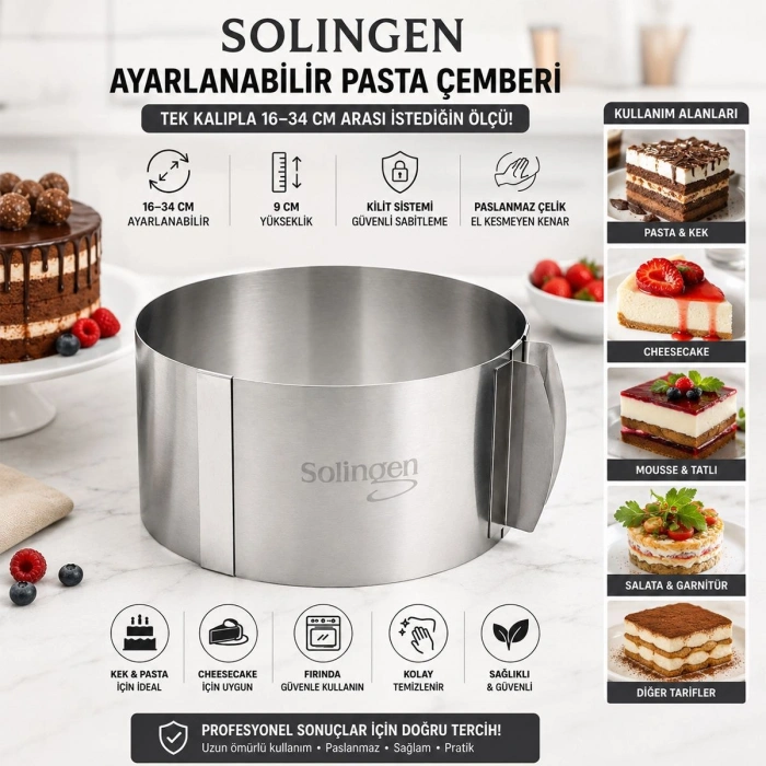 Ayarlanabilir Metal Kek Kalıbı 16-34 cm