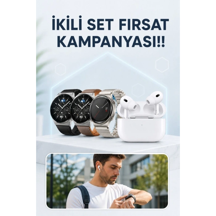 Aynalı Bluetooth Kulaklık Yeni Nesil Akıllı Saat Titreşimli Nabız Ölçer Spor Modları