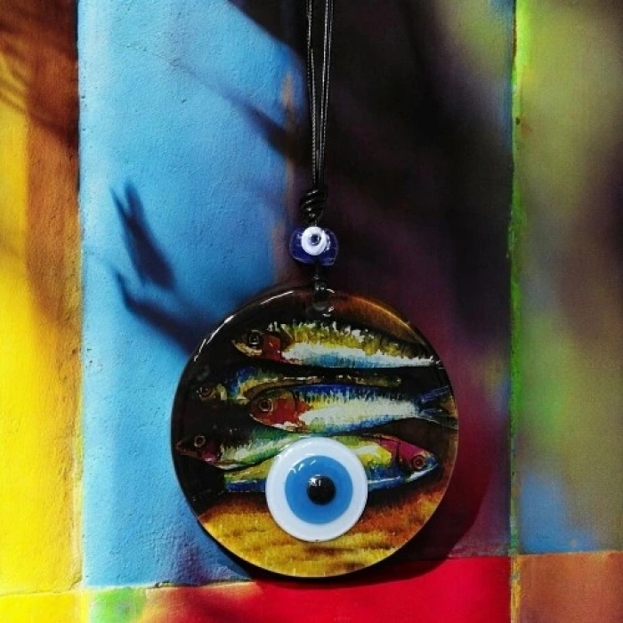 HERŞEYTREND Balık Desenli 12 Cm Füzyon Cam Duvar Süsü