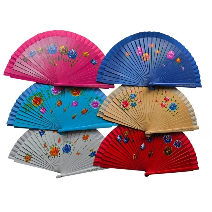 Bambu Çift Taraflı Yelpaze Karışık Renkler 12li Paket