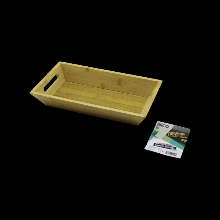 Bambu Dikdörtgen Sunum Tepsisi 16x30x4.5 cm (Çift Kulplu)