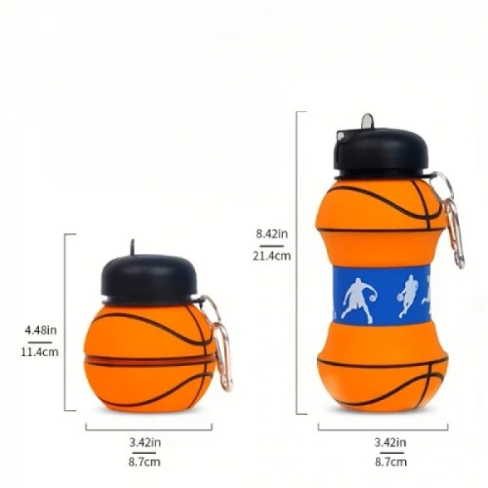 HERŞEYTREND Basketbol Topu Tasarımlı Akordiyon Su Şişesi