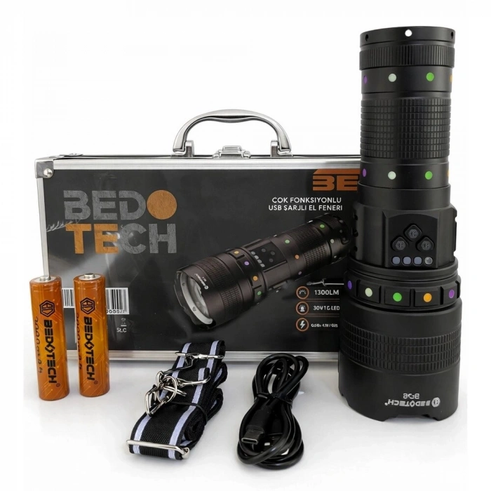 Bedotech Bd-2 30w Tg Led Alüminyum Alaşımlı Zoomlu Type-c Şarjlı El Feneri