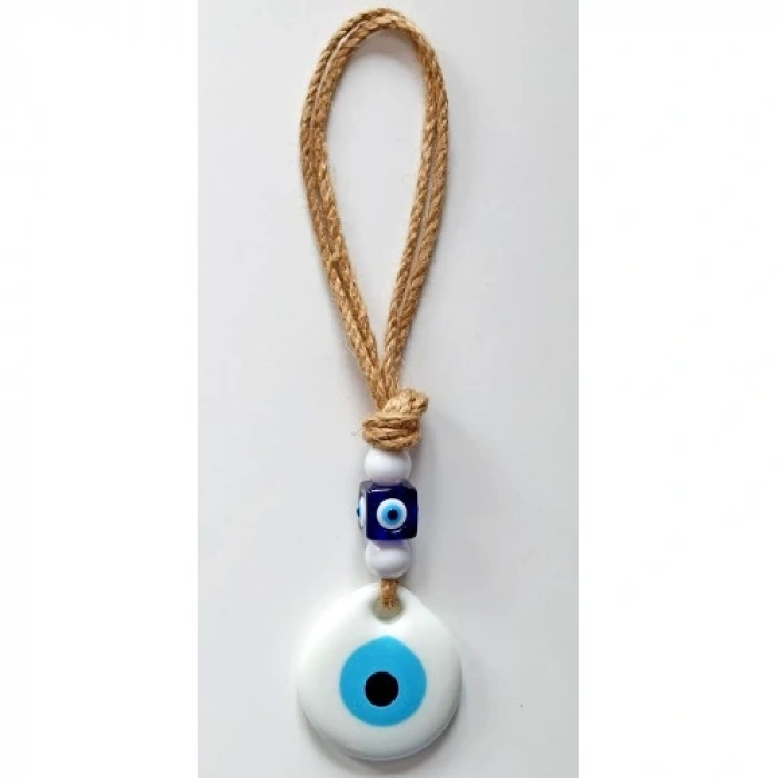 HERŞEYTREND Beyaz Nazar Boncuklu El Yapımı Duvar Süsü