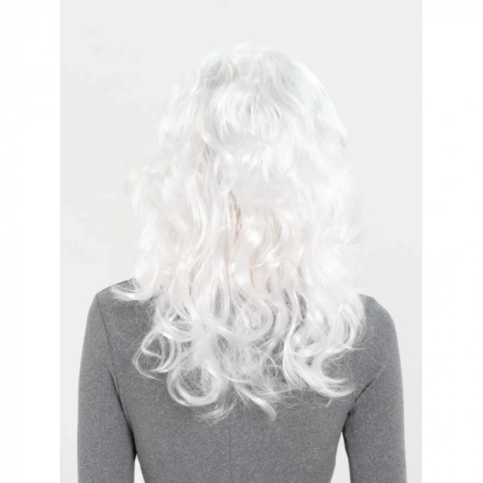 HERŞEYTREND Beyaz Renk Kahküllü Dalgalı Uzun Parti Peruğu