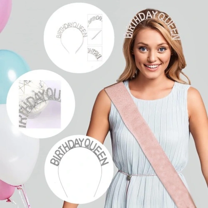 HERŞEYTREND Birthday Queen Yazılı Kraliçe Taç