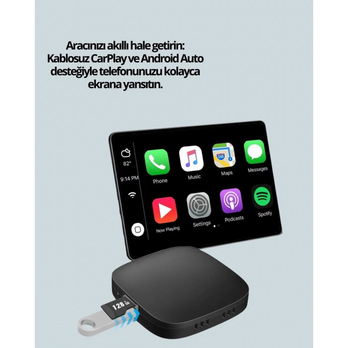Bluetooth 5.0 Kablosuz Android Auto Araç İçi Adaptör Yeni Nesil