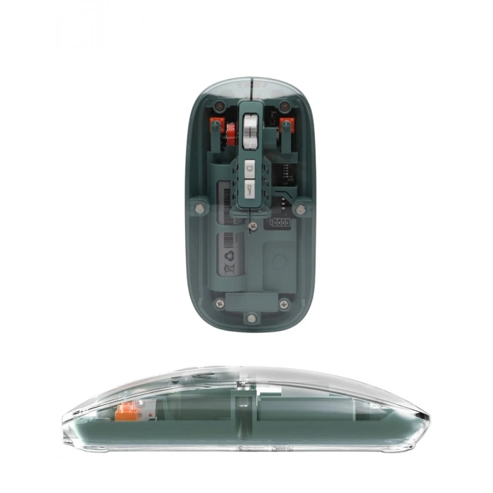 Bluetooth ve 2.4G USB Destekli Pilli Kablosuz Şeffaf Mouse