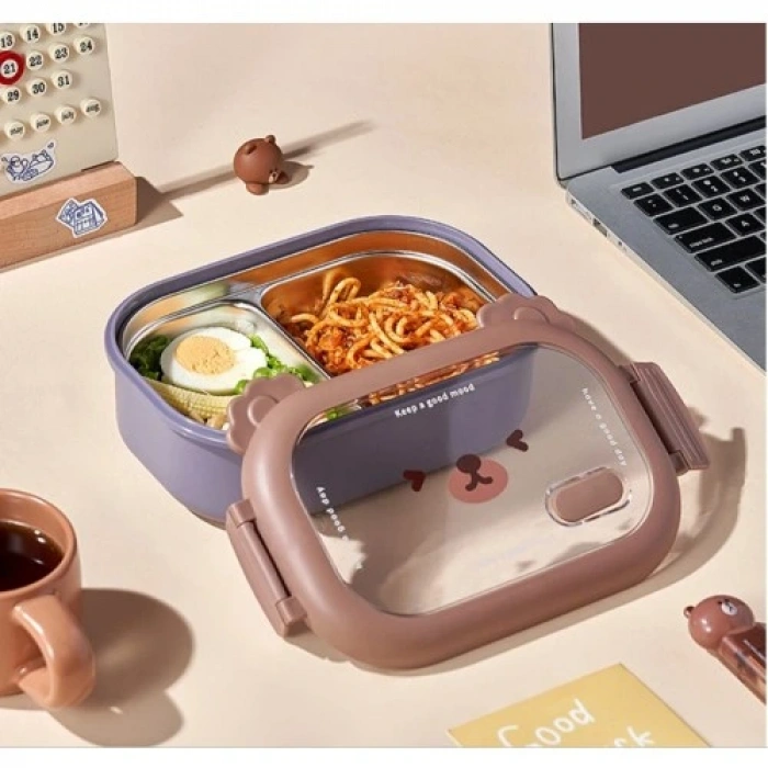 HERŞEYTREND Bölmeli Paslanmaz Çelik Yemek Kutusu