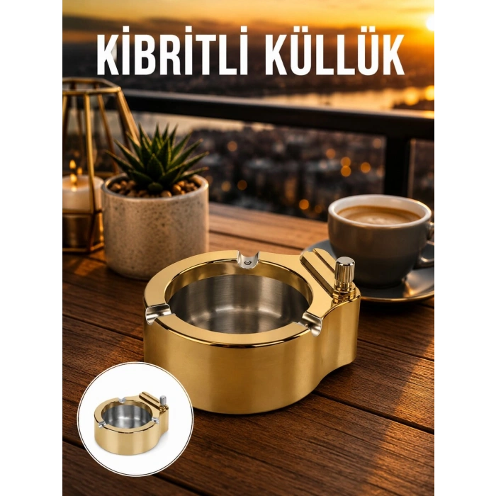 Çakmaklı Küllük Paslanmaz Metal Dayanıklı Tasarım Yeni Nesil