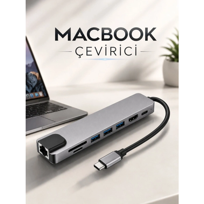 Çevirici Dönüştürücü Adaptör Macbook 3 In 1 Type-C To Hdmı USB 3.0
