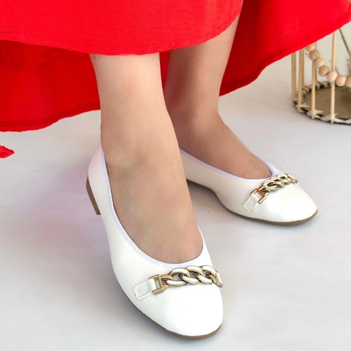 Cleo Beyaz Cilt Babet Ayakkabı