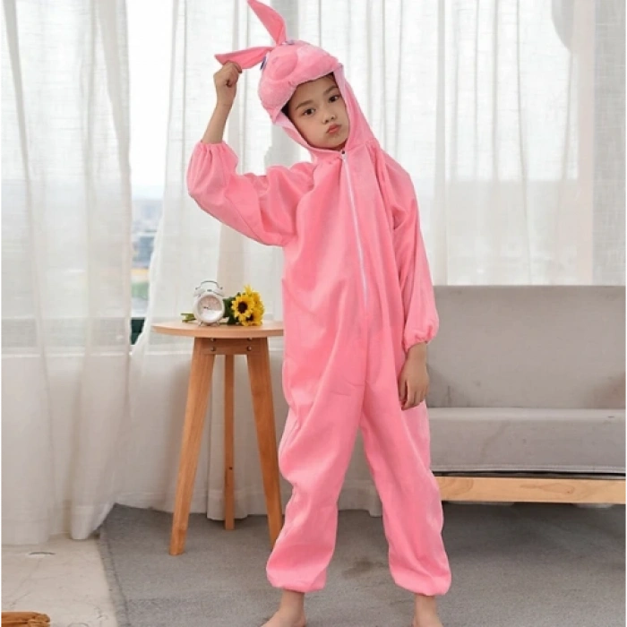 HERŞEYTREND Çocuk Tavşan Kostümü Pembe Renk 4-5 Yaş