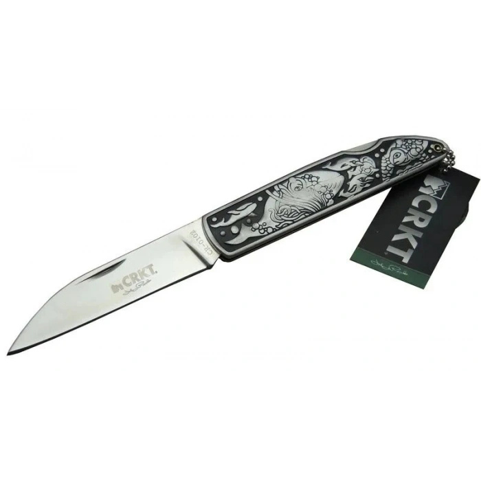 Cr 0102 Kamp Çakı 20 Cm - Balık Desenli Metal Sap, Kılıflı, Kutulu