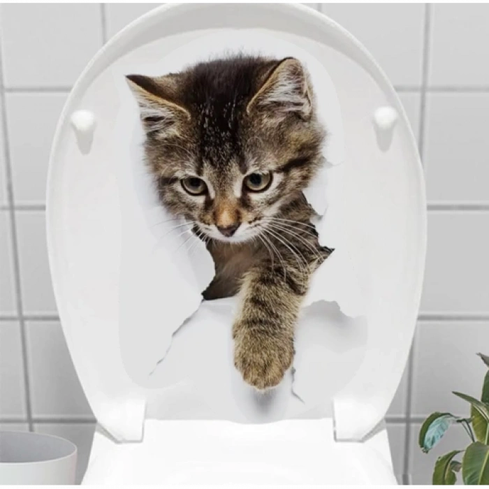 HERŞEYTREND Decohandy Klozet Etiketi Stray Cat