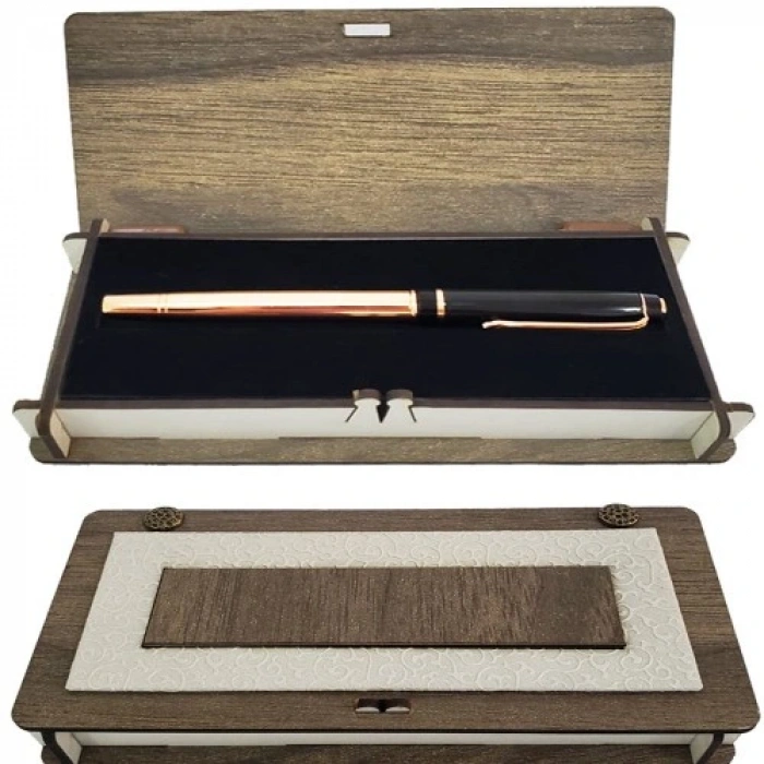 HERŞEYTREND Deri Kutulu Bakır Roller Kalem