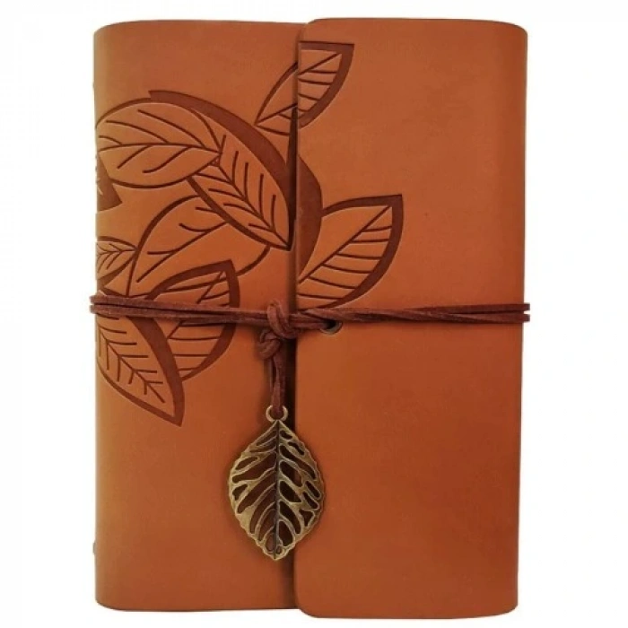 HERŞEYTREND Deri Yaprak Desenli Defter