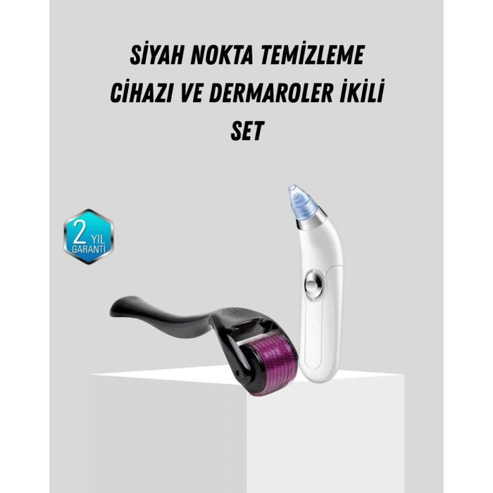 Dermaroller ve Vakumlu Siyah Nokta Temizleme Cihazı 2’li Cilt Bakım Seti