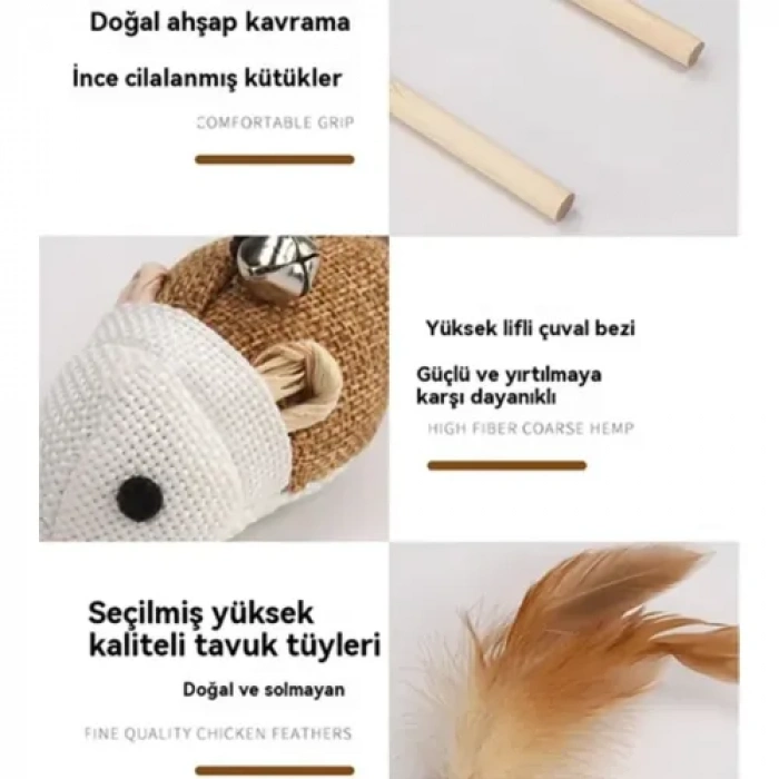 HERŞEYTREND Doğal Jut Fare Sembollü Kedi Oltası