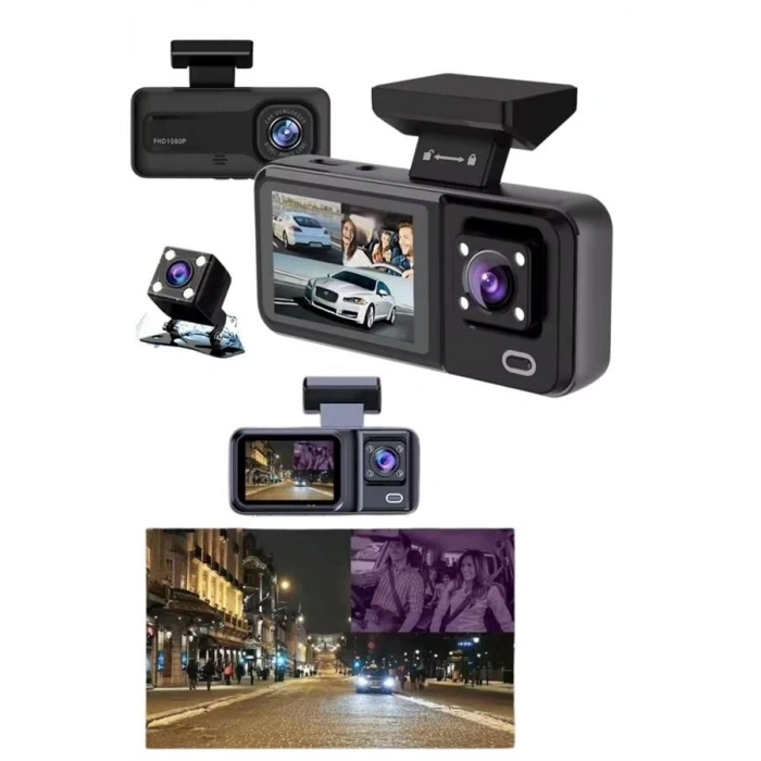 Ekranlı Sürüş Kaydedici DVR Ön ve Arka Kameralı Full HD Çözünürlüklü