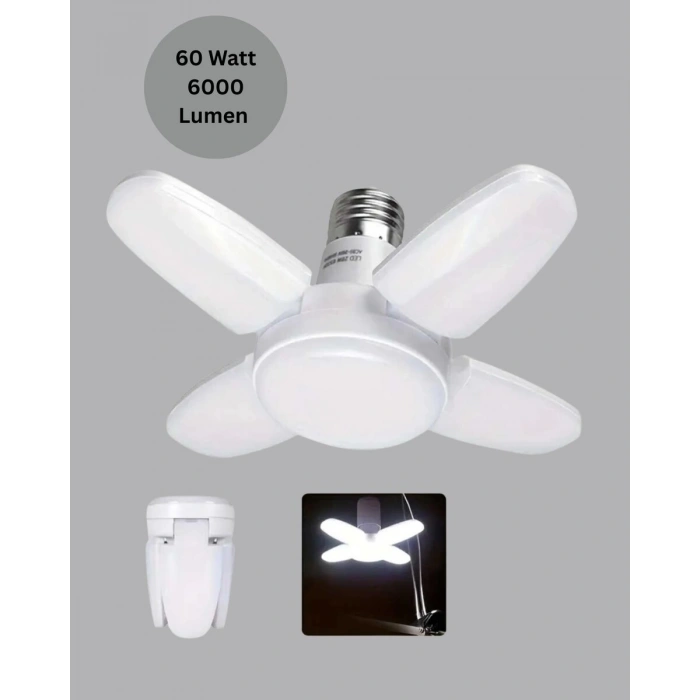 Enerji Tasarruflu LED Ampül 60 Watt 4 Kollu Beyaz Işık Yeni Nesil
