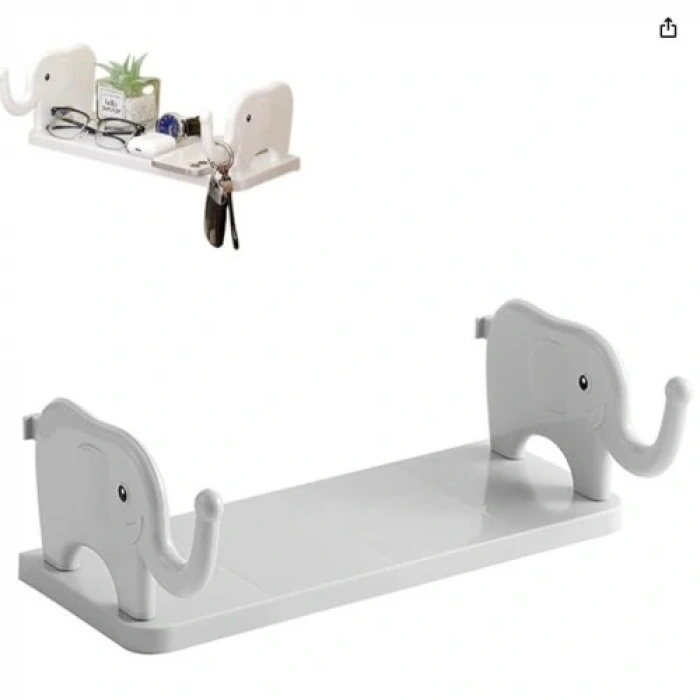 HERŞEYTREND Fil Desenli Yapışkanlı Çok Amaçlı Raf