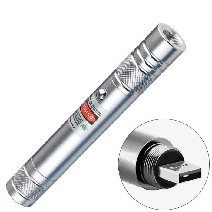 Fithome 100mw Desen Başlıklı Usb Şarjlı Yeşil Lazer Pointer
