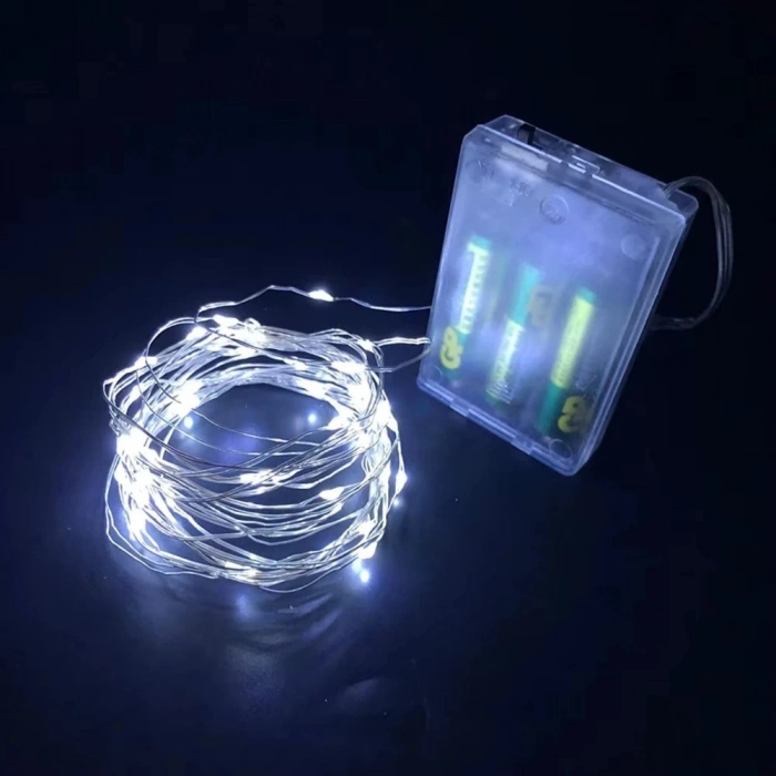 Gd957 Şerit Pilli Aydınlatma 3 Metre 30 Adet Beyaz Peri Led