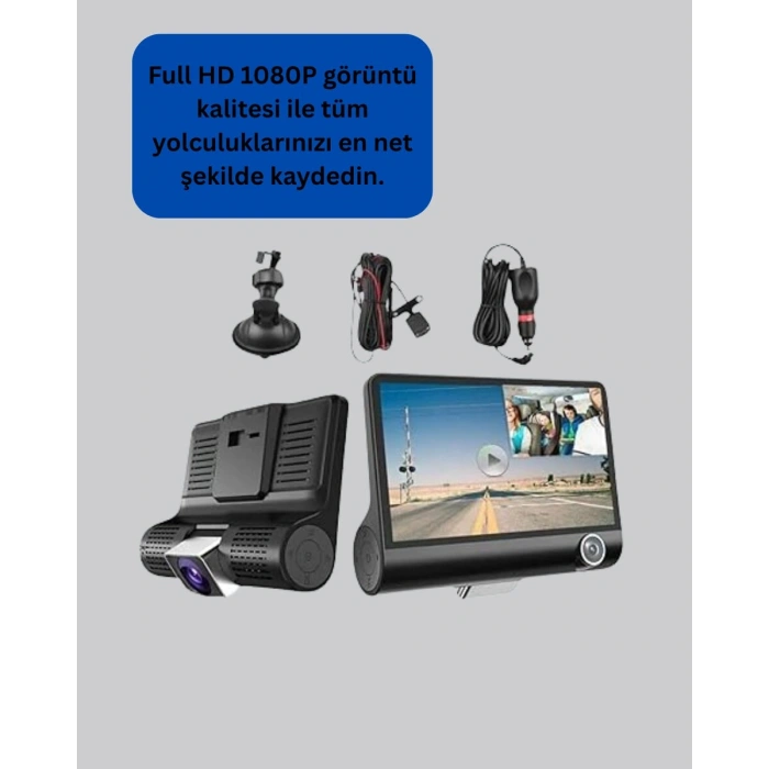 Gece Görüşü Destekli, 1080P Full HD Çözünürlüklü Araç İçi Kamera