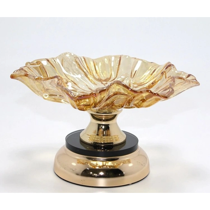 Gold Detaylı Ayaklı Dekoratif Cam Sunumluk Alk4887
