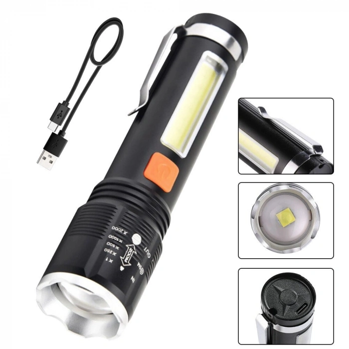 Gold Orion Km-102 4 Modlu Tip-c Şarjlı Zoomlu Taktikal El Feneri