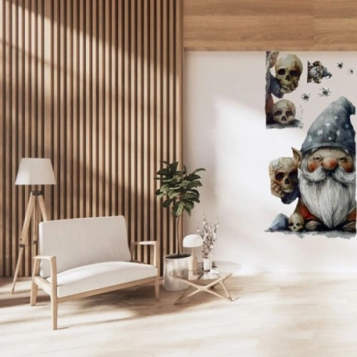 HERŞEYTREND Gotik Cüce ve Kafatası Duvar Sticker Seti