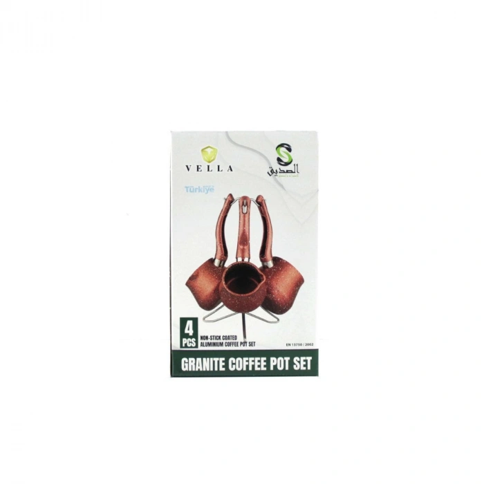 Granit Çelik Cezve Seti 4lü (230/280/380 ml) Metal Standlı