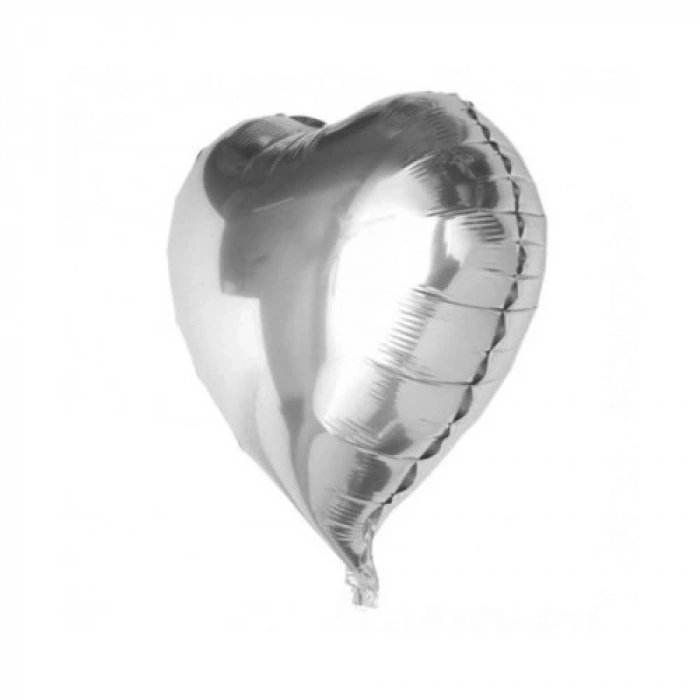 HERŞEYTREND Gümüş Rengi Kalp Folyo Balon 60 Cm.