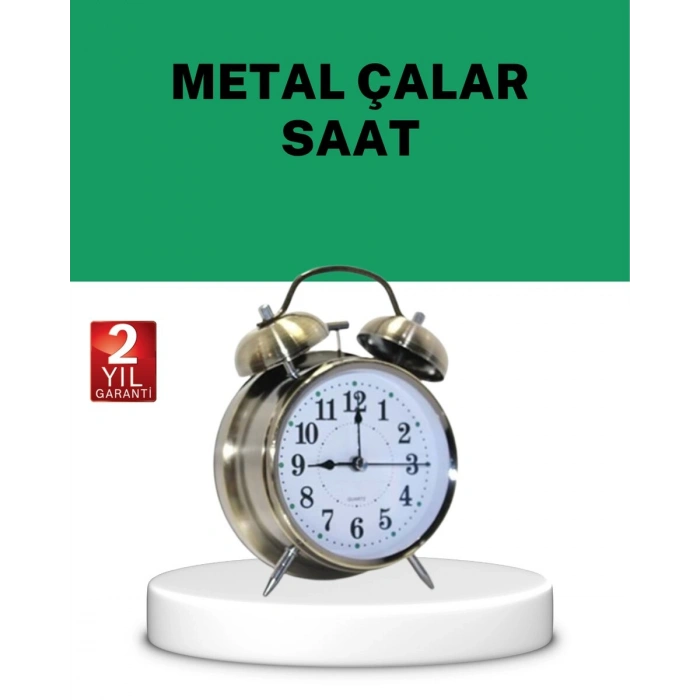 Gümüş Renkli Sessiz Işıklı Dekoratif Masa Üstü Çalar Saat Alarmlı