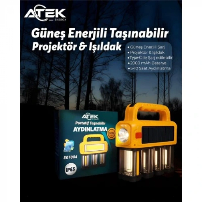 HERŞEYTREND Güneş Enerjili Taşınabilir Projektör Işıldak