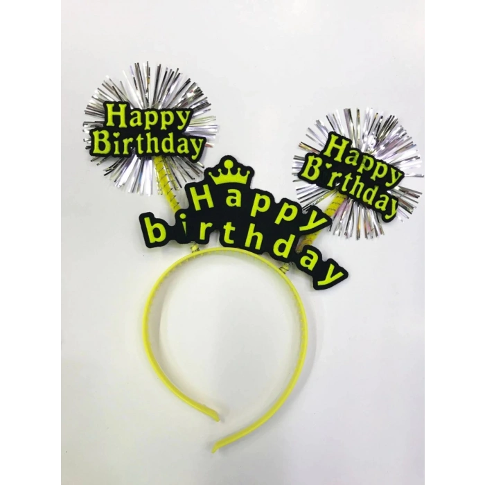 Happy Birthday Neon Renk Doğum Günü Tacı 12 Adet