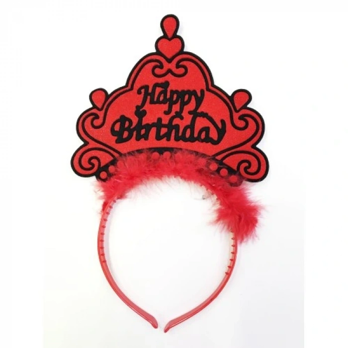 HERŞEYTREND Happy Birthday Yazılı Neon Renk Taç 12 Adet