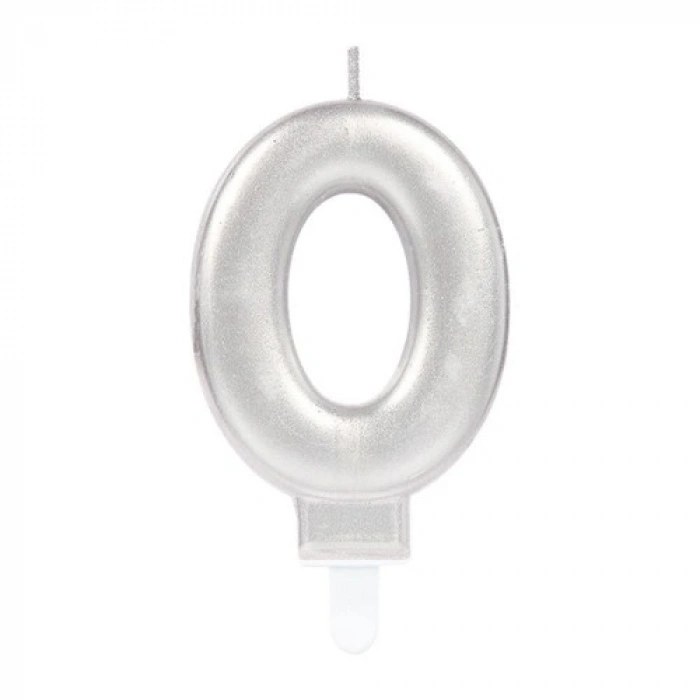 HERŞEYTREND 0 Rakam Mum Gümüş Renk