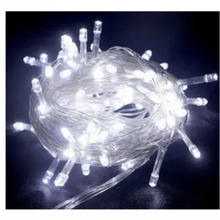 HERŞEYTREND 10m 100 Led Boncuk Lamba Beyaz Işık Şeffaf Kablo