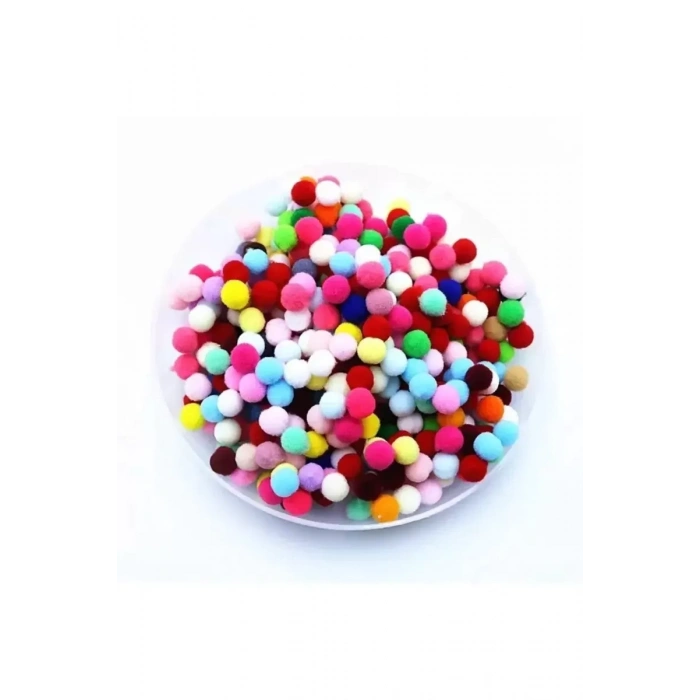 HERŞEYTREND 12mm Renkli Karışık Yumuşak Ponpon Peluş 200 Adet
