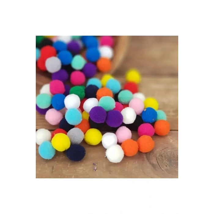 HERŞEYTREND 12mm Renkli Karışık Yumuşak Ponpon Peluş 200 Adet