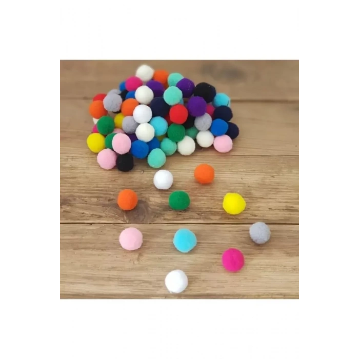 HERŞEYTREND 12mm Renkli Karışık Yumuşak Ponpon Peluş 200 Adet