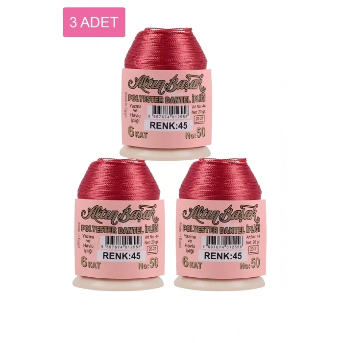 HERŞEYTREND 3 Adet Altınbaşak Oya ve Dantel İpi 20 gr - Royaleks - No: 045