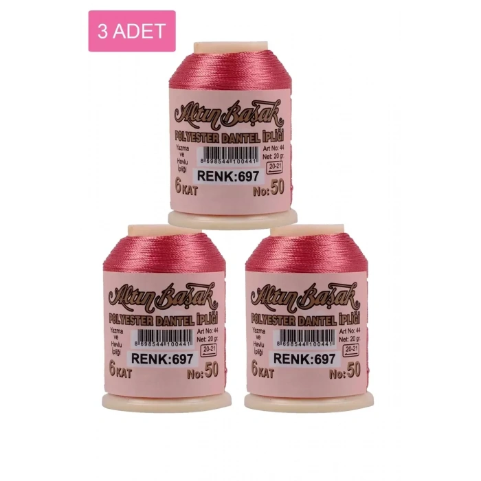 HERŞEYTREND 3 Adet Altınbaşak Oya ve Dantel İpi 20 gr - Royaleks - No: 697