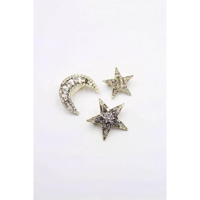 HERŞEYTREND 3lü Ay Yıldız Broş - Altın